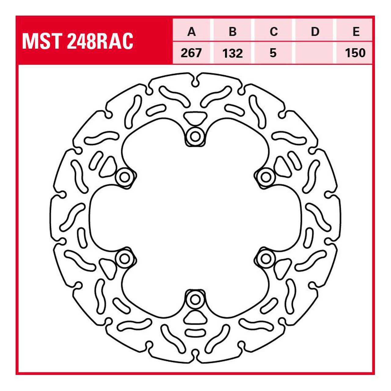 TRW Lucas Bremsscheibe RAC MST248RAC 267/132/150/5mm starr